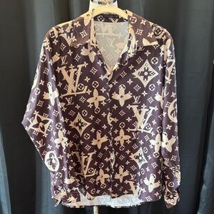 Louis Vuitton brown and Cream Monogram Shirt